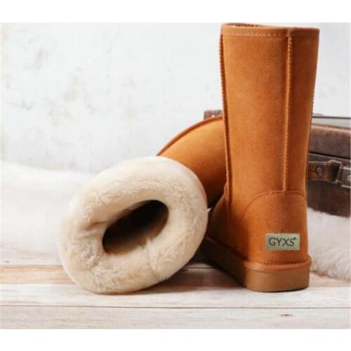 Women Classic Ladies Girl Winter Snow Boots 2021 Warterproof Warm Genuine Leather Fur Australia Plus Velvet Knee High Shoes