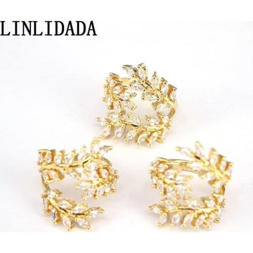 10Pcs Adjusable Shiny Zirconia CZ Gold Color Rings for Women Party Wedding Jewelry