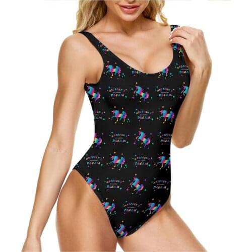 2021 Sexy Swimsuit Women Push Up One-piece Swimsuit Jumping Unicorn Mythical Horse Swimwear Female Bodysuit Monokini