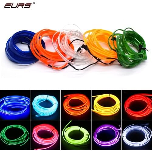 1m/2m/3m/5m Car 12V LED Cold lights Flexible Neon EL Wire Auto Lamps on Car Cold Light Strips Line Interior Decoration Strip