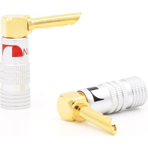 12x Gold Plated L-Type 90 Degree BFA Banana Connectors Plug Screw Lock Cable Wire