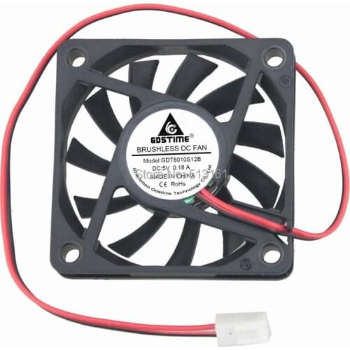 2PCS Gdstime DC 5V 2Pin 2510 Connector 6cm Brushless Cooling Fan 60*60x10mm Cooler 6010