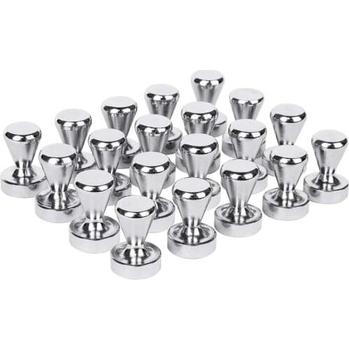Push Pins 20 pack ,Silver Magnets, Brushed Nickel Push Pin Strong Magnets for Refrigerator,Whiteboard, Map, Calendar and More