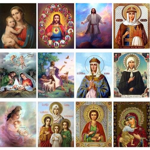 5D Diamond Painting Virgin Mary Pictures By Rhinestones Mosaic Religion Icon Full Round Kit Diamond Embroidery