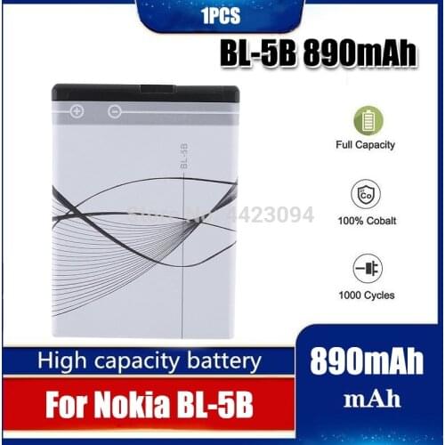 1pc Rechargeable BL-5B BL5B Cell Phone Battery for Nokia 5300 5320 N80 N83 6120C 7360 3220 3230 5070 BL 5B Batteries