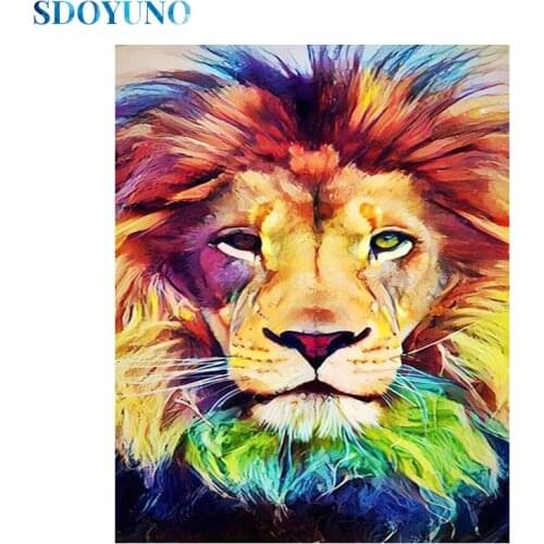 SDOYUNO 5D Diamond Painting Full Square/Round Drill Animals Diamond Embroidery Paintings Lions Cross Stitch Pattern Home Decor