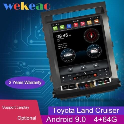Wekeao 12.1" Vertical Screen Tesla Style 1Din Android 9.0 For Toyota Land Cruiser LC200 Auto Radio Car Dvd Player 4G GPS Carplay