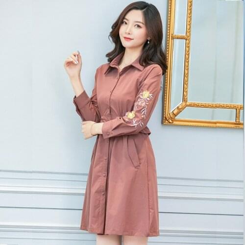 Plus size l-6xl(bust 128cm)Big yards woman long style long sleeve embroidery windbreaker ms couture autumn collection Dust coat