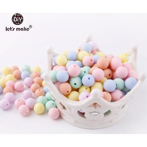 Lets Make Silicone Beads Round Candy Yellow Color 100PC Baby Teether 12-15mm Accessories Infant DIY Nursing Bracelet Kids Beads