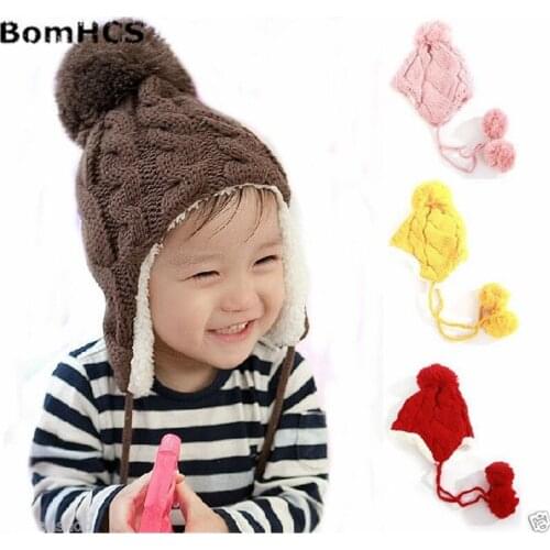 BomHCS Baby Childrens Beanie Girls/Boys Cap Winter Hat Warmer Knitted Pompon Covering