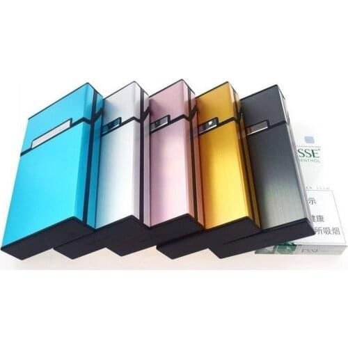 Womens cigarette box long aluminum alloy ultra thin 20 cigarette pack special plastic cigarette box for women