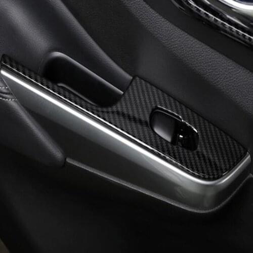 For Nissan Navara NP300 2017 2018 2019 ABS Carbon Fibre Car Interior Door Window glass Lift Switch Panel Cover Trim Car-styling