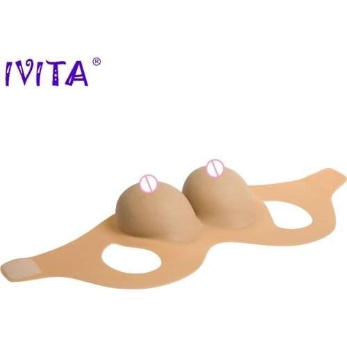 IVITA 2400g Realistic Silicone Breast Forms Fake Boobs G Cup Breast for Crossdresser Transgender Shemale Drag Queen Transvestite
