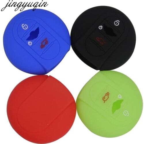 Jingyuqin 30pcs/lot Silicone Car Key Cover Holder Bag for BMW Mini Cooper F56 F55 F54 Reduce Damage Key Case 2 Buttons