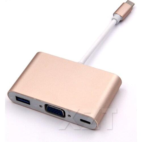 Hot USB 3.1 Type-C to VGA/ USB3.0/ Type C Adapter Converter Cable USB 3.0 Hub Converter Charger Adapter for Macbook