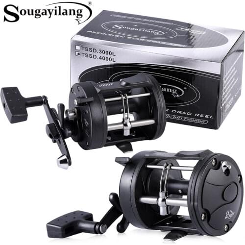Sougayilang Saltwater Fishing Reels TSSD 3000L-4000L Trolling Drum Fishing Reel Saltwater Right Hand Black Sea Fish Reel
