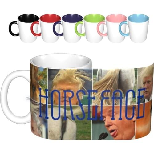 Horseface Ceramic Mugs Coffee Cups Milk Tea Mug Horseface Donald Trump Stormy Daniels Moments Creative Trending Vintage Gift