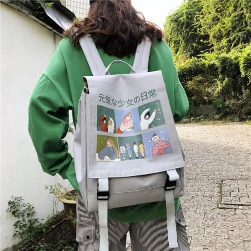 Kawaii Women backpacks Japanese Cartoon Anime Print Girls bags Fashion Harajuku Student school bag Simple Travel Rucksack female