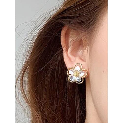 Fashion Anti Allergy Handmade Delicate Flower Ear Stud Personality Party Push-Back Temperament Charm Earrings For Women In 2021