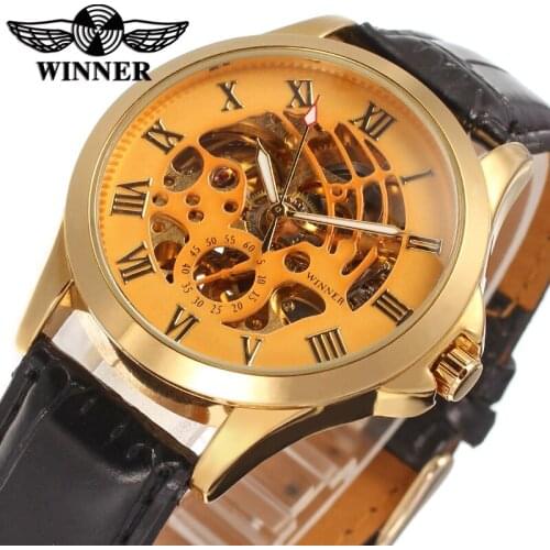 Hot Sale Winner WRG8034M3G2 Automatic dress skeleton watch casual wristwatch for men top quality best gift free shipping