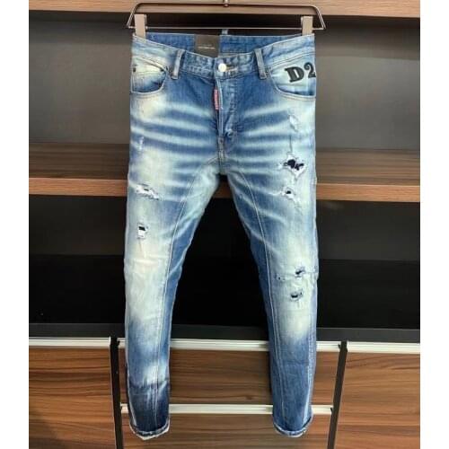 2021 Fashion Trend Dsquared2 Washed And Worn Paint Dots Mens Jeans *A375