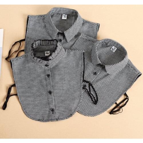 Mens Plaid Fake Collar for Women Stand Shirt Detachable Collar False Collar Lapel Blouse Top Neckwear Sweater Decorative