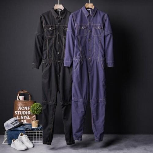 Japanese Casual Overall Set Mens Spring And Autumn Self-cultivation Detachable Linen Personality One-piece Tooling Pants Romper