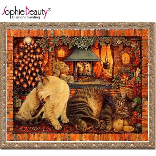 Diy diamond embroidery cat mosaic crafts square full diamond painting cross stitch pattern rhinestones kits for needlework kits