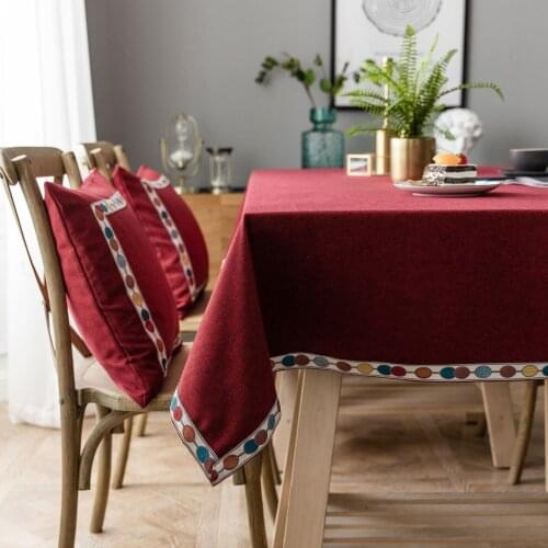 Plain Color Tablecloth Waterproof Linen-like Japanese Style Book Teapoy Table Solid Color Tablecloth Embroidered Tablecloth
