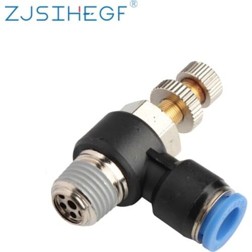 Air SL Control Pneumatic Speed Flow Controller 8/6/10/12mm OD Hose Tube 1/4" 1/8" 3/8" 1/2" BSP Male Gas Airflow Limit