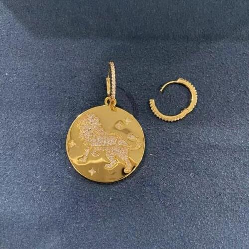 Hot Brand Pure 925 Sterling Silver Jewelry For Women Gold Leo asymmetric Earring girl