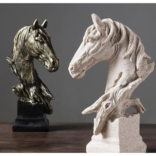Luxury Modern Design Horse Head Sculpture Ornaments Resin Crafts For Home Decoration Abstract Statue Ornemants Office Decor Gift