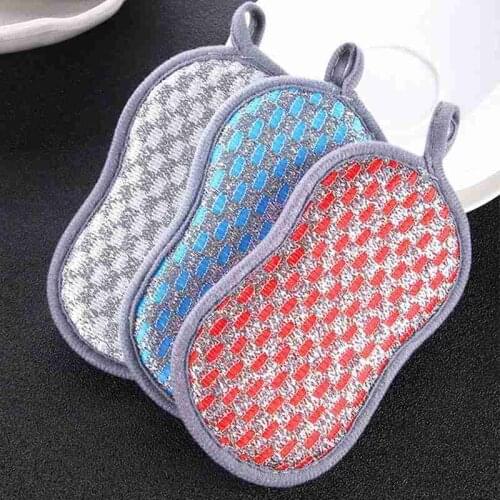Dishwashing Brush Scouring Pad Kitchen Strong Nonstick Oil Bowl Stains Fiber Washing Brush Remove Dish Washing Towel Easily