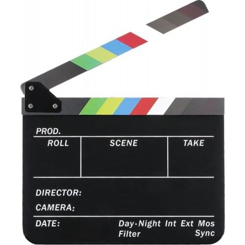 Dry Erase Directors Film Movie Clapboard Cut Action Scene Clapper Board Slate with Colorful Sticks