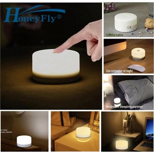 HoneyFly Dimmable LED Nightlight ChildrenS Touch Kids Night Lamp 3AAA Batteries Powered For Baby Room Bedside Bedroom