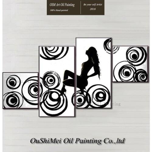 Top Artist Handmade High Quality Modern Abstract Black and White Portrait Oil Painting on Canvas Modern Wall Art Nude Painting