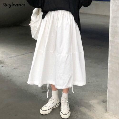 Skirts Women Pleated Minimalist Japanese Loose Kawaii Summer Midi Skirt Chic Popular Cargo High Waist Hot Sale Daily Basic New