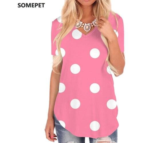 SOMEPET Dots T-shirt women Lovely Tshirts Printed Pink Funny T shirts Harajuku T-shirts 3d Womens Clothing Summer Printed