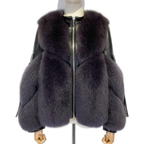 Ladies Natural Fox Fur Jacket Women Real Fur Coat Winter Warm Leather Top