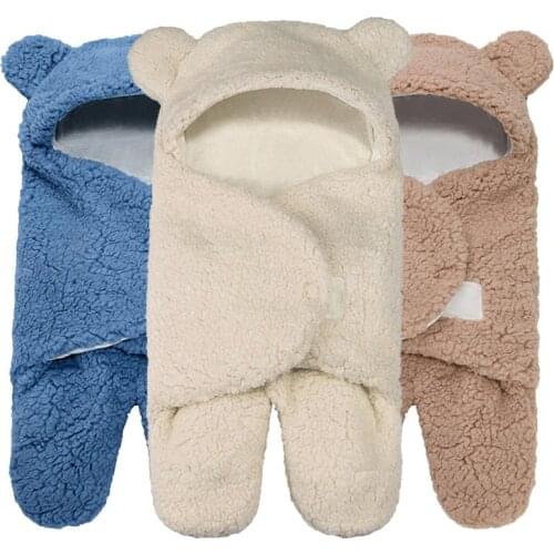 Newborn Babies Winter Warm Sleeping Bags Infant Boys Girls Soft Fluffy Faux Cashmere Blanket Swaddling Wrap Sleepsack
