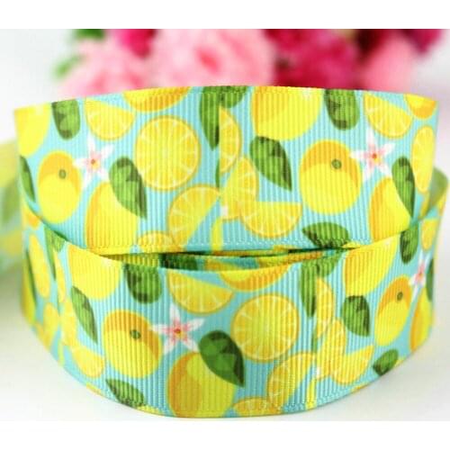1'' 25mm custom pattern cartoon lemon printed grosgrain ribbon DIY ribbons brand fabric 50 yards