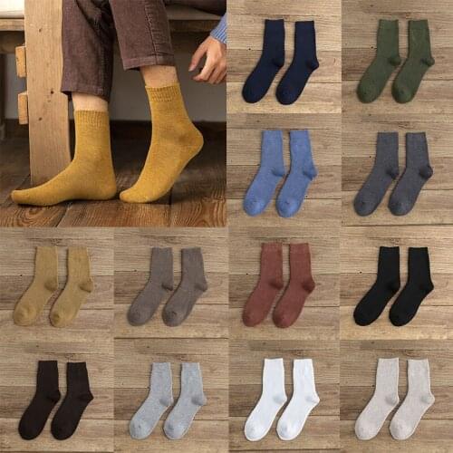 1 Pairs Warm Cotton Socks Breathable Comfortable Terry Solid Male Casual Socks Thicken Plus Fleece Business Socks Men Socks