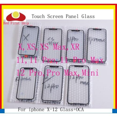 10Pcs/lot For iPhone X XR XS MAX Touch Screen Panel Front Outer With OCA Adhesive Tap For iPhone XS LCD Glass 2 in 1 Replacement
