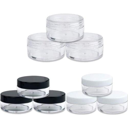 1000Pcs Clear Base Empty Plastic Container Jars Pot 2g 3g 5g 10g 15g 20g Size For Cosmetic Cream Eye Shadow Nails Powder Jewelry