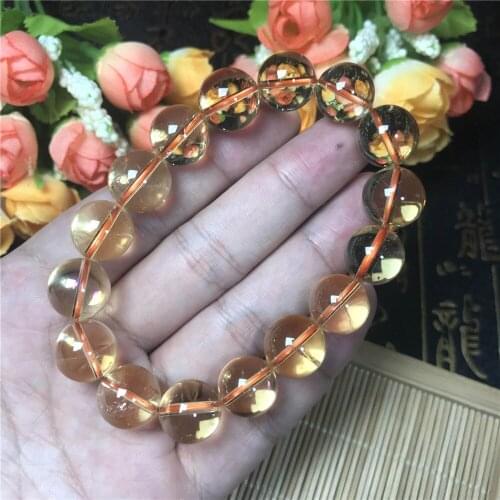 13mm Natural Yellow Citrine Beads Bracelet For Women Lady Men Love Wealthy Crystal Round Stone Stretch Bracelet Jewelry AAAAA