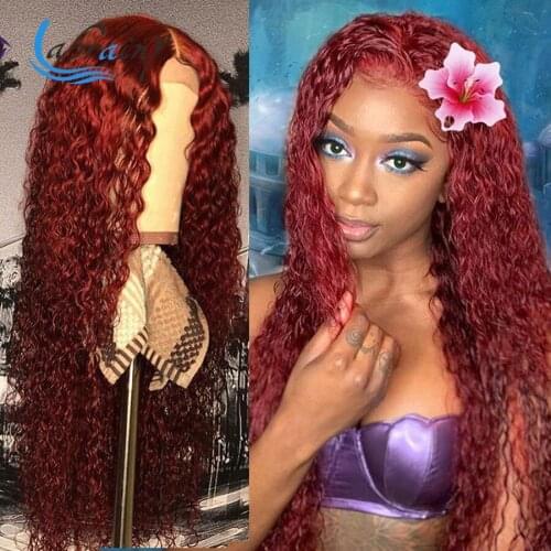 13x6 Hd Lace Frontal Curly Human Hair Wigs 99J Lace Closure Front Wig Burgundy Kinky Curly Human Hair Wigs For Black Woman