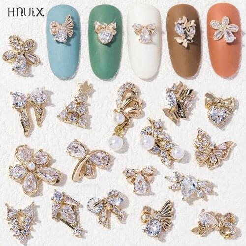2Pieces 3D Metal Zircon Nail Art Jewelry Japanese Nail Decorations Top Quality Zircon Crystal Manicure Zircon Diamond Charms