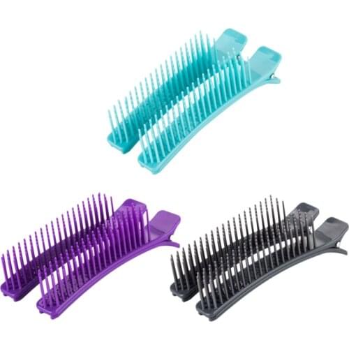 2Pcs Hair Grip Hairdressing Sectioning Cutting Clamps Clips Comb Salon Drying Perm Dyeing Hairstyling Tool