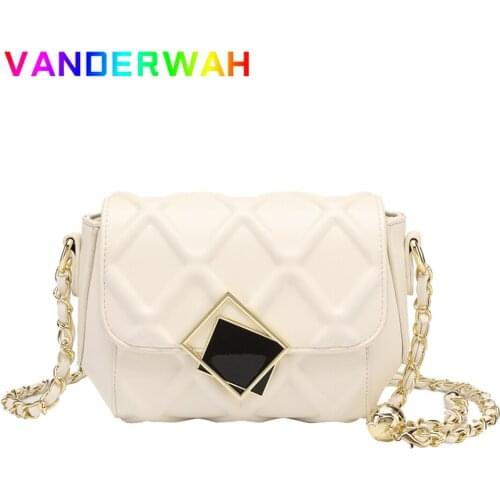 2021 Fashion Women Shoulder Bags Gold Ball Chain Crossbody Bags Luxury Designer Handbags Casual Pu Messenger Bags Rhombus Bags