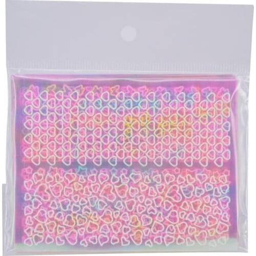 24 Sheets AB Color Hollow French Style Template Nail Stickers,Irregular Grid Stencil 3D Creative Nail Art Design